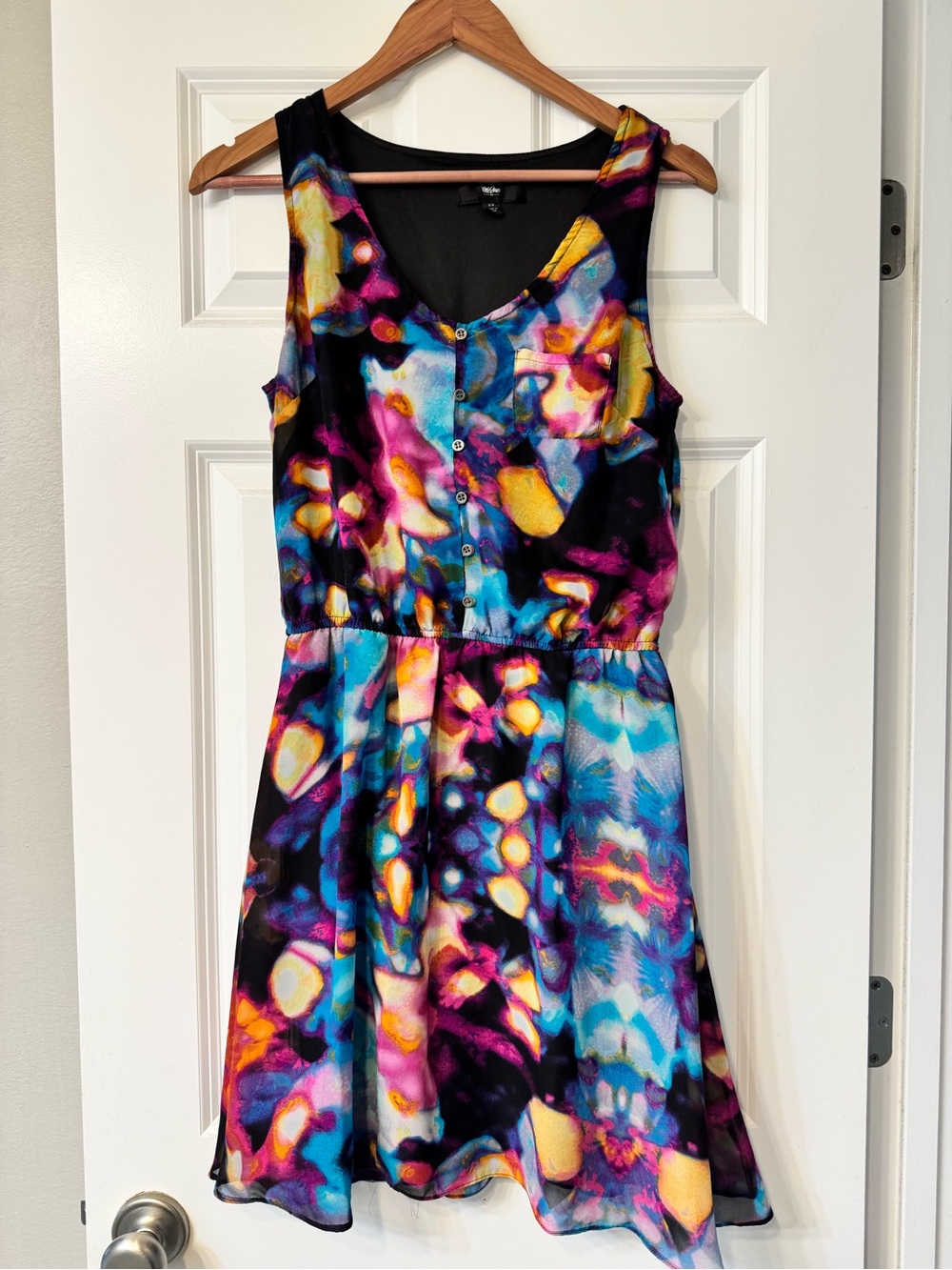 Moschino Multicolor Abstract Print Mini Dress with Black Accents